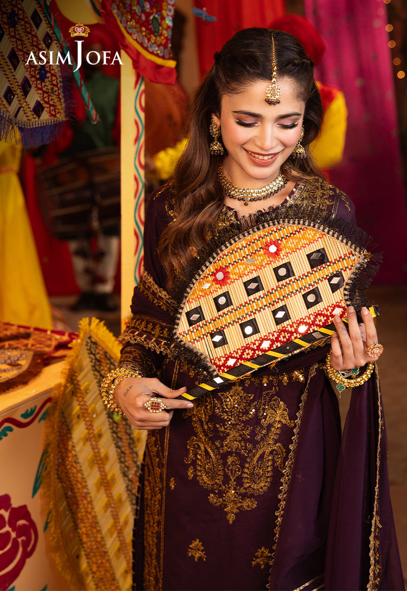 Deep Purple Embroidered Twisted Silk 3-Piece Suit - Image 8