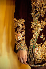 Pakistani Purple Embroidered Velvet Party Shirt (1-Pc) - Image 3