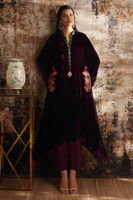 Pakistani Purple Embroidered Velvet Salwar Kameez (2-Piece) - Image 2