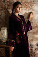 Pakistani Purple Embroidered Velvet Salwar Kameez (2-Piece) - Image 4