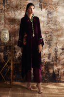 Pakistani Purple Embroidered Velvet Salwar Kameez (2-Piece) - Image 5