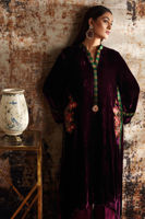 Pakistani Purple Embroidered Velvet Salwar Kameez (2-Piece) - Image 7