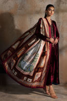 Pakistani Cherry Purple Hand-Worked Velvet Salwar Kameez (3-Piece) - Image 2