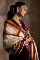 Pakistani Cherry Purple Hand-Worked Velvet Salwar Kameez (3-Piece) - Image 5