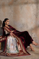 Pakistani Cherry Purple Hand-Worked Velvet Salwar Kameez (3-Piece) - Image 6