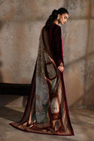 Pakistani Cherry Purple Hand-Worked Velvet Salwar Kameez (3-Piece) - Image 8