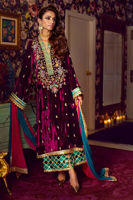 Plum Zardozi Velvet Salwar Kameez (3-Piece) - Image 3