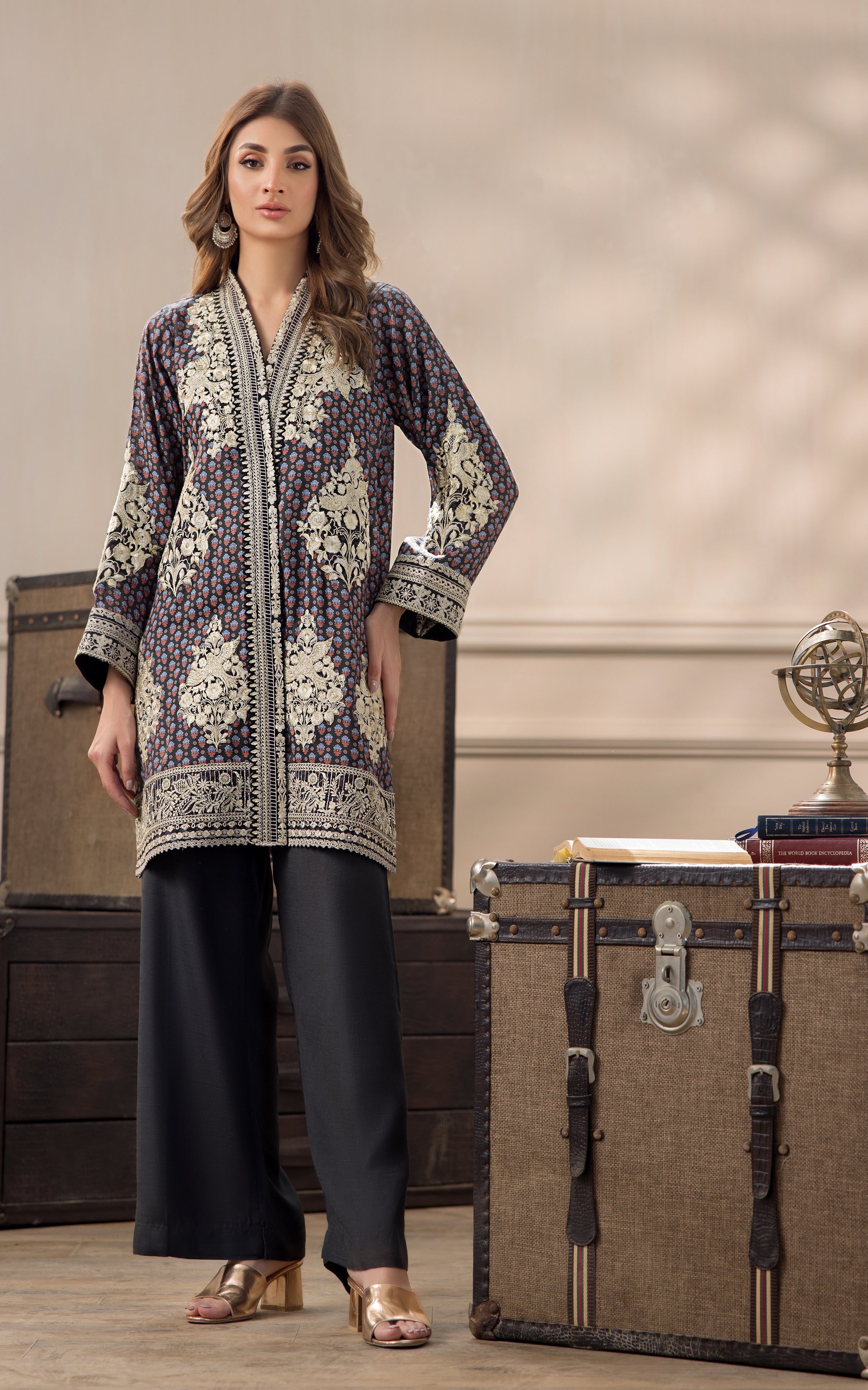 Deep Plum Embroidered Viscose Silk Salwar Kameez (2-Piece) - Image 6