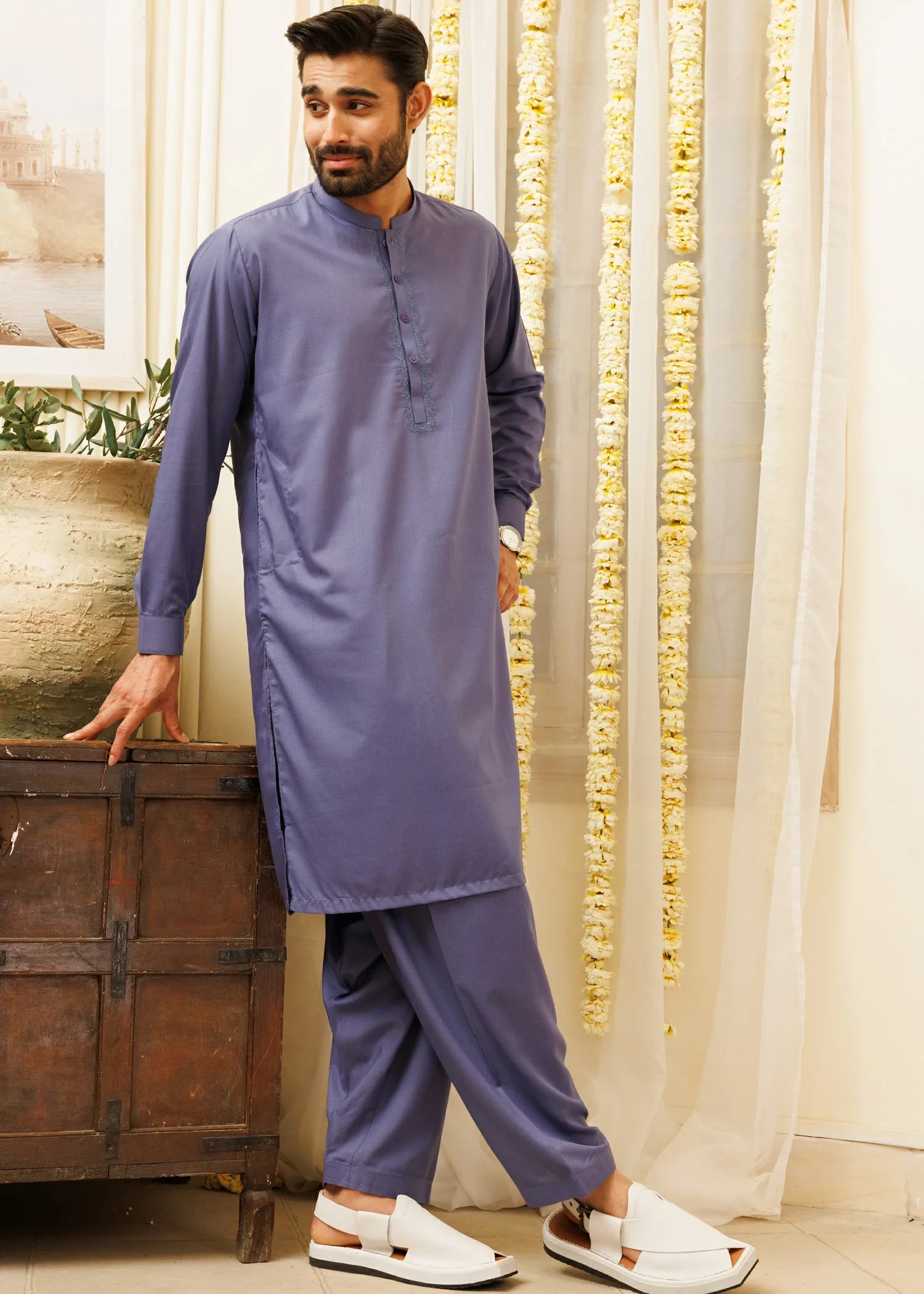 Purple Wash & Wear Shalwar Kameez (2-Piece) - Image 1
