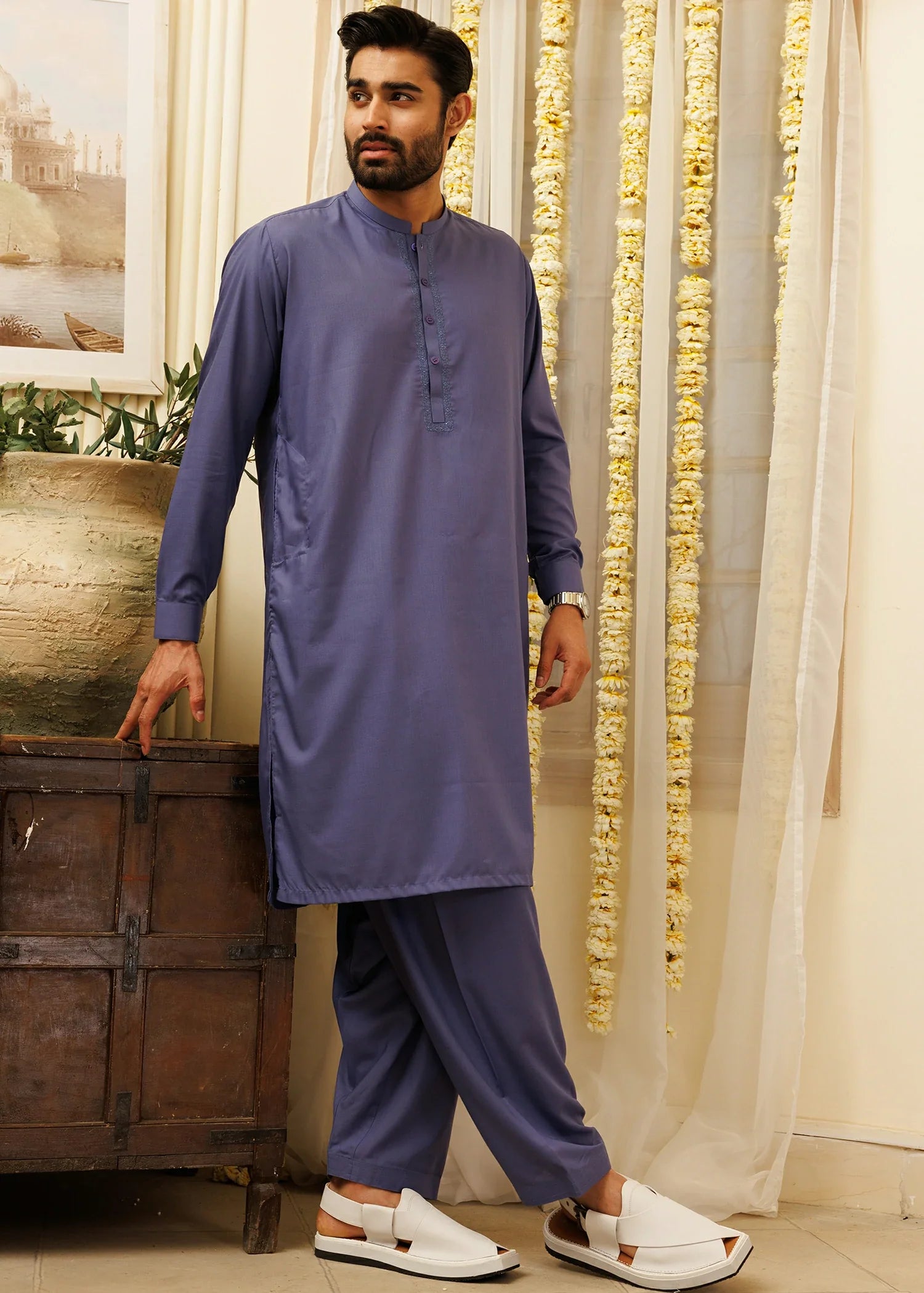 Purple Wash & Wear Shalwar Kameez (2-Piece) - Image 3