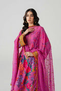 Purple Embroidered Chiffon Sharara Set (3-Piece) - Image 5