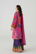 Purple Embroidered Chiffon Sharara Set (3-Piece) - Image 8