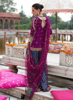 Pakistani Aubergine Hand-Embellished Silk Sharara (3-Piece) - Image 7