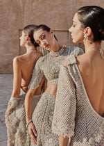 Lilac Embellished Raw Silk Skirt and Jacket (3-Piece) - Image 6