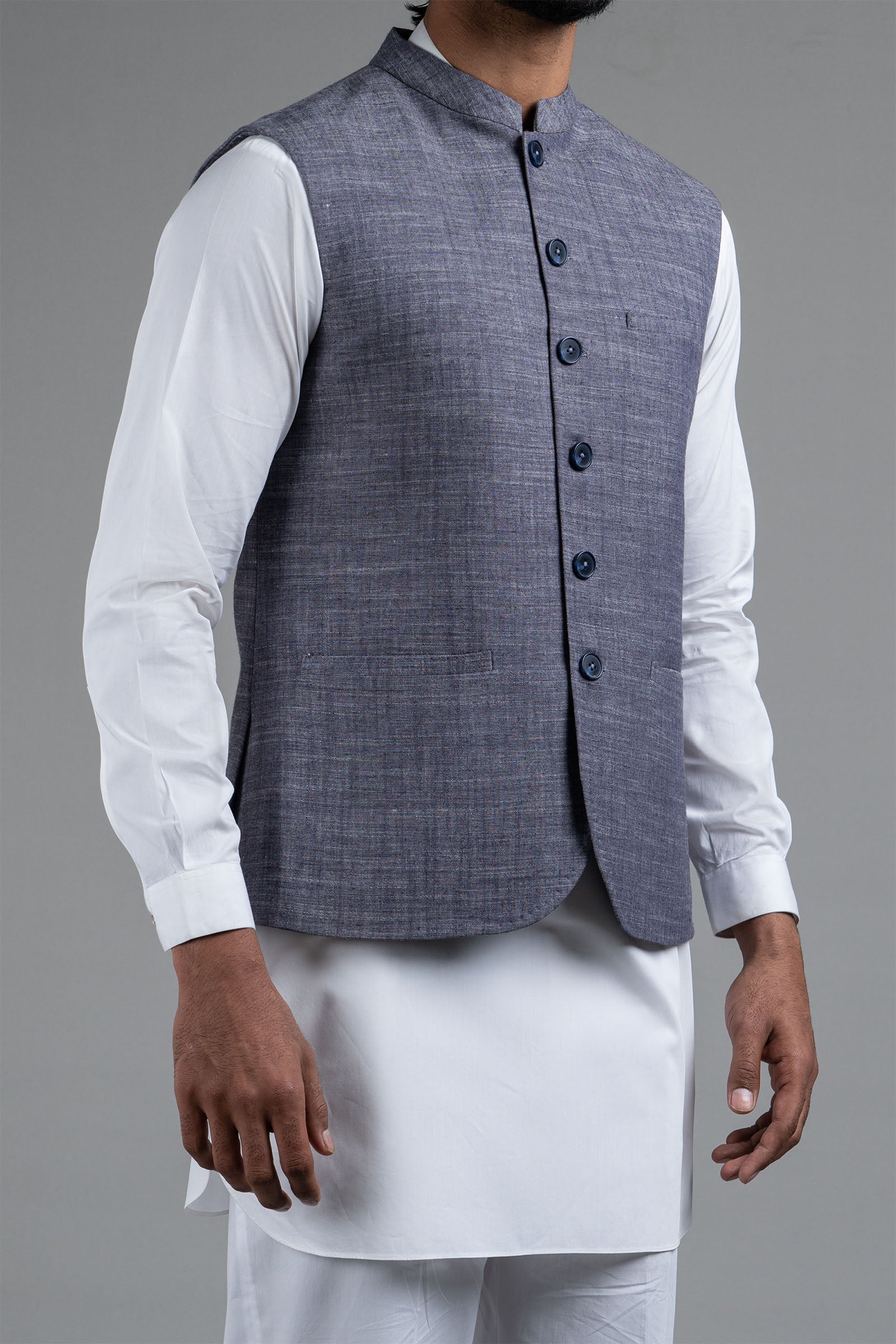 Light Purple Premium Cotton Waistcoat Kurta (3-Piece) - Image 1