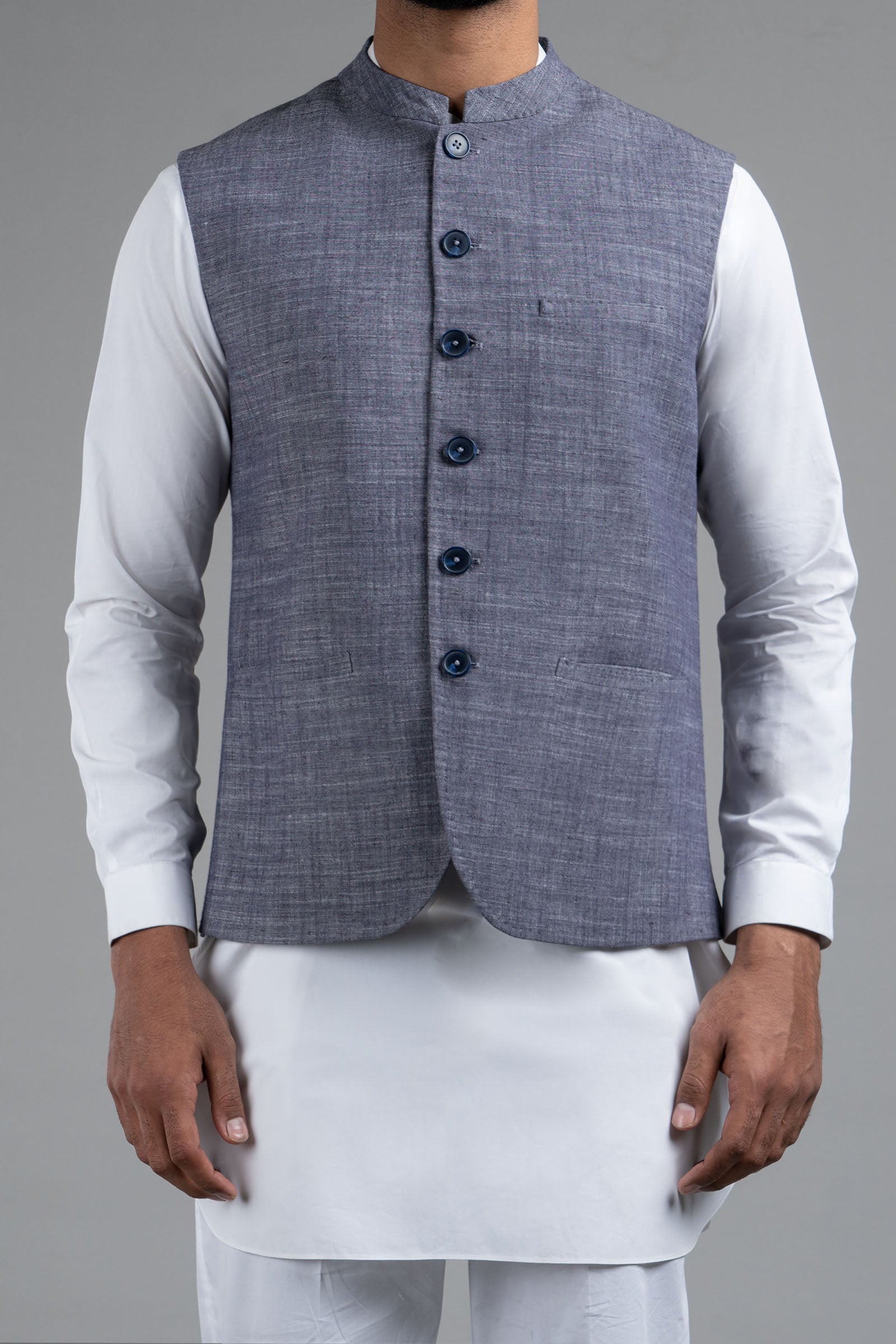 Light Purple Premium Cotton Waistcoat Kurta (3-Piece) - Image 2