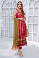 Salsa Red Embroidered Organza Angarkha (3-Piece) - Image 2