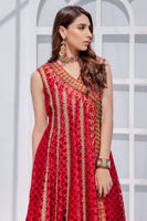 Salsa Red Embroidered Organza Angarkha (3-Piece) - Image 5