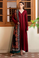 Pakistani Red Sheesha Silk Angrakha Dress (3-Piece) - Image 2