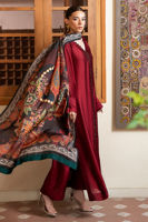 Pakistani Red Sheesha Silk Angrakha Dress (3-Piece) - Image 4