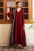 Pakistani Red Sheesha Silk Angrakha Dress (3-Piece) - Image 7