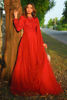 Red Embroidered Net Anarkali Gown (2-Piece) - Image 2