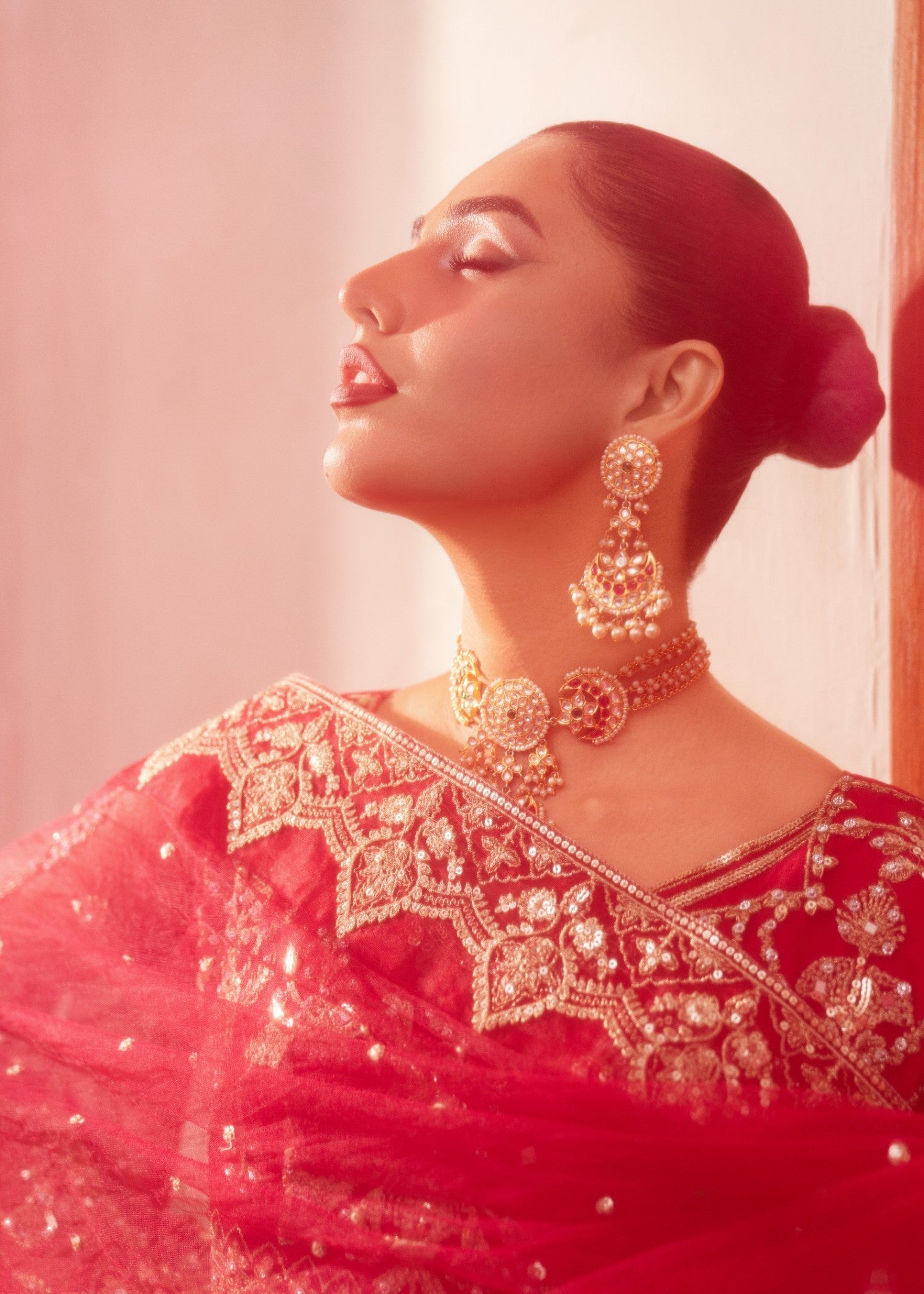 Pakistani Fuchsia Zardozi Net Anarkali Dress (2-Piece) - Image 8