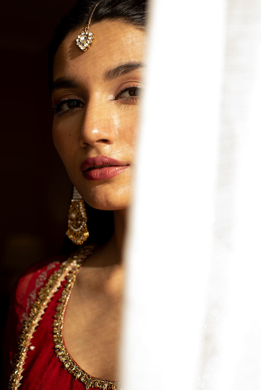 Pakistani Red Embroidered Organza Anarkali Dress (2-Piece) - Image 8