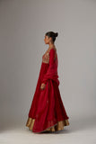 Red Embroidered Silk & Lame Anarkali Dress (2-Piece) - Image 14