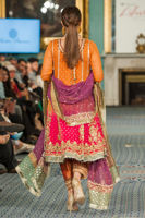 Rust and Pink Embroidered Chiffon Angarkha (3-Piece) - Image 3