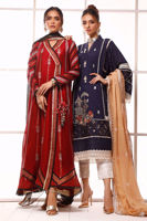 Red Hand Block Printed Cotton Net Angharka (2-Piece) - Image 10