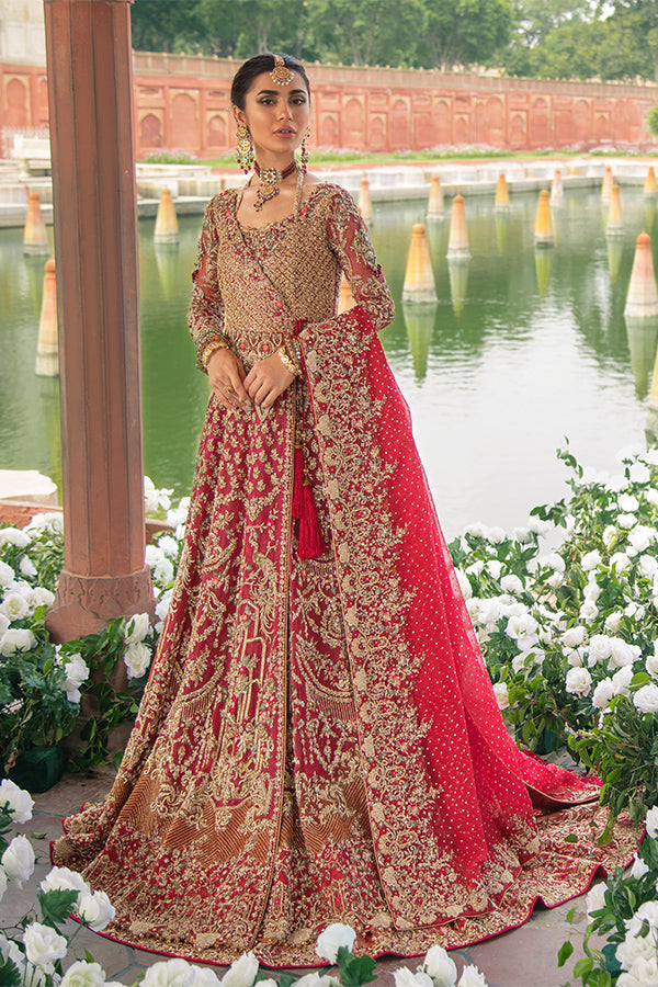 Red Embellished Net Organza Angrakha (3-Piece) - Image 2