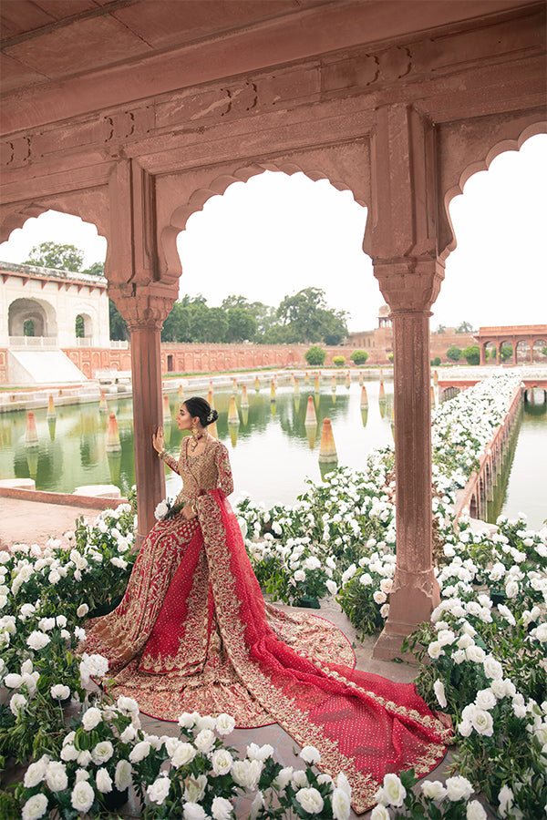 Red Embellished Net Organza Angrakha (3-Piece) - Image 5