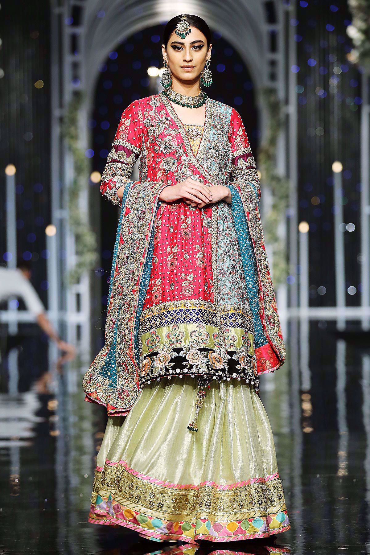 Multicolour Kaamdani Silk-Blend Angharka (3-Piece) - Image 1