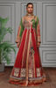 Pakistani Red & Green Embroidered Silk Angarkha (2-Piece) - Image 2