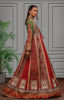 Pakistani Red & Green Embroidered Silk Angarkha (2-Piece) - Image 3