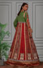 Pakistani Red & Green Embroidered Silk Angarkha (2-Piece) - Image 4