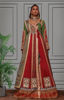 Pakistani Red & Green Embroidered Silk Angarkha (2-Piece) - Image 5