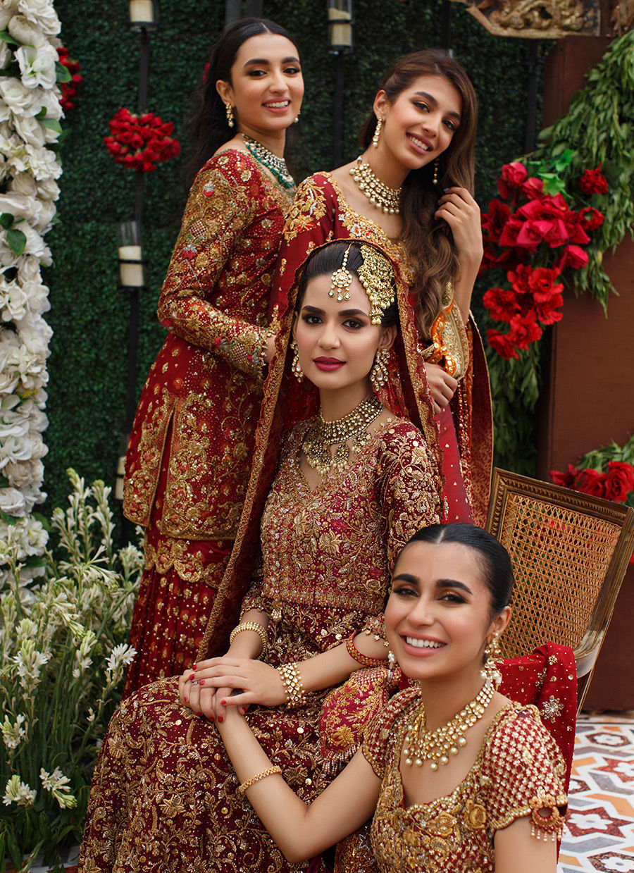 Deep Crimson Zardozi Cotton Net Bridal Gharara (3-Piece) - Image 7