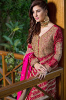 Pakistani Deep Red Zardozi Jamawar Bridal Gharara (3-Piece) - Image 2