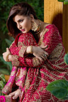 Pakistani Deep Red Zardozi Jamawar Bridal Gharara (3-Piece) - Image 3