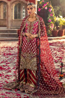 Deep Red & Magenta Embroidered Net Gharara (3-Piece) - Image 2