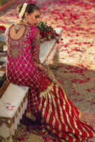 Deep Red & Magenta Embroidered Net Gharara (3-Piece) - Image 6