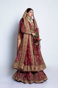 Pakistani Red Embroidered Net Anarkali Pishwas (3-Piece) - Image 6