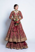 Pakistani Red Embroidered Net Anarkali Pishwas (3-Piece) - Image 7