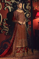 Rust & Red Embroidered Organza Gharara (3-Piece) - Image 2