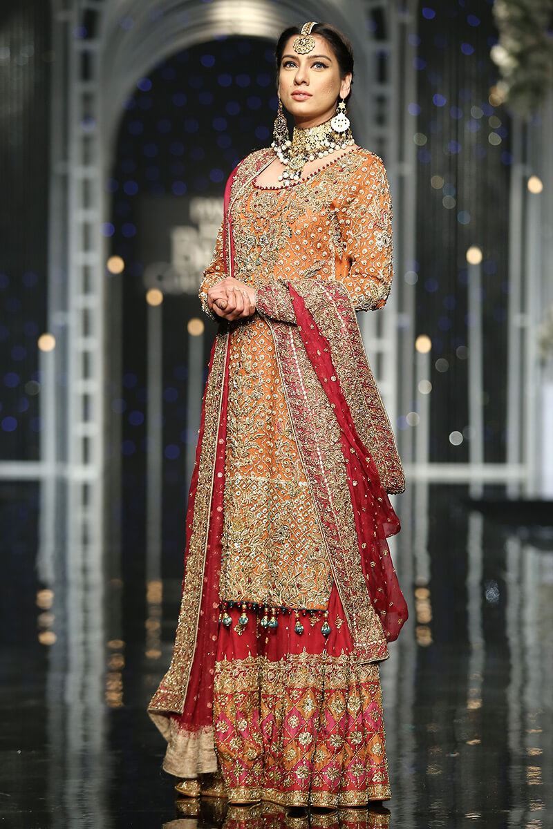 Rust Embroidered Organza Gharara Set (3-Piece) - Image 1