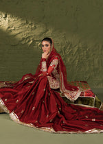 Red Embellished Korean Rawsilk Bridal Gharara (3-Piece) - Image 10