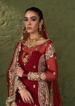 Red Embellished Korean Rawsilk Bridal Gharara (3-Piece) - Image 3