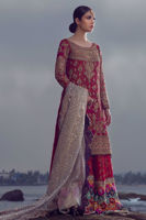 Crimson Kaamdani Silk Gharara Set (3-Piece) - Image 4